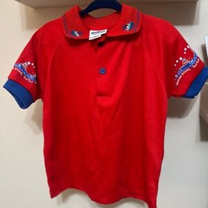 Vintage OshKosh B’Gosh Toddler Polo Shirt 3T Red Nautical Sailboat Made USA